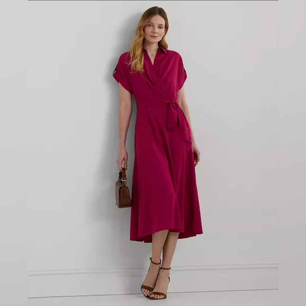 Ralph Lauren Belted Crepe Dress Size S